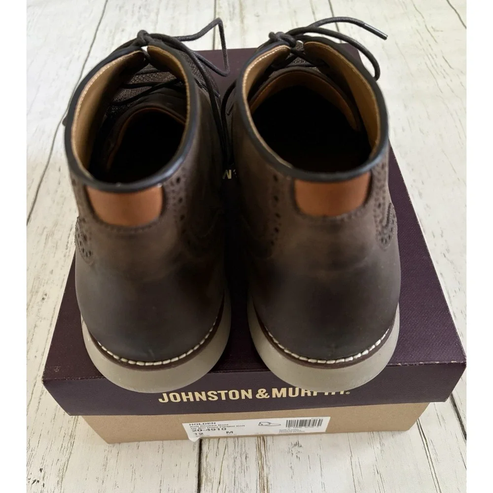 Johnston and Murphy Mens Size 12 M Holden Brown‎ Oiled Knit Chukka Boots